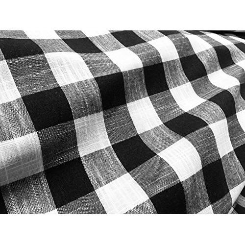 Gingham Linen Checked Linen Fabric Plaid Material Buffalo Black or...