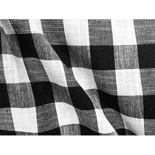 Gingham Linen Checked Linen Fabric Plaid Material Buffalo Black or...