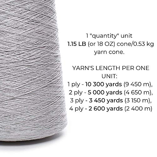 Lusies Linen Yarn - 100% Linen - 1.15 lb 18oz Cone - Light Gray...