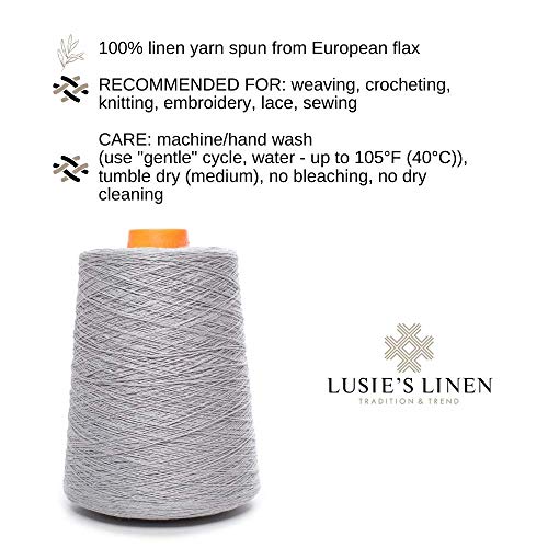 Lusies Linen Yarn - 100% Linen - 1.15 lb 18oz Cone - Light Gray...
