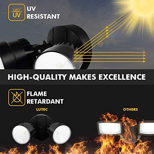2 Packs LUTEC P6221B 1130 Lumen 15 Watt 28 LED Dual-Head Floodligh...