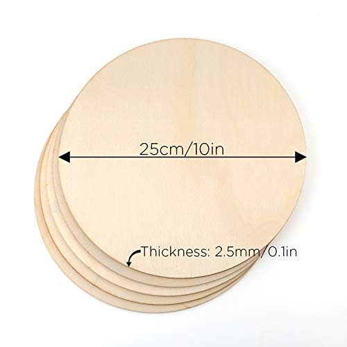 LUTER 5 Pcs 10inch Wooden Circles Unfinished Wooden Rounds Slices ...