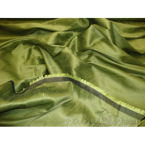 Avocado Shantung Dupioni Faux Silk Fabric Per Yard