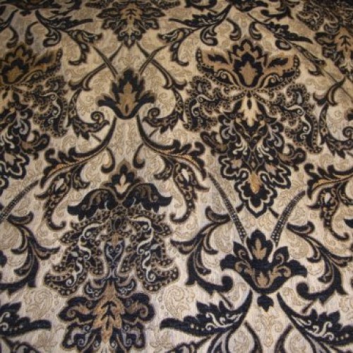 Chenille Black Damask 55 Wide Upholstery Drapery Fabric Sold BTY