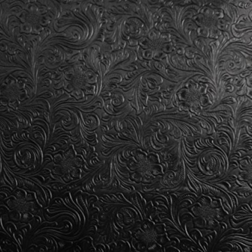 LUVFABRICS Black Western Embossed Floral Faux Leather Vinyl Uphols...