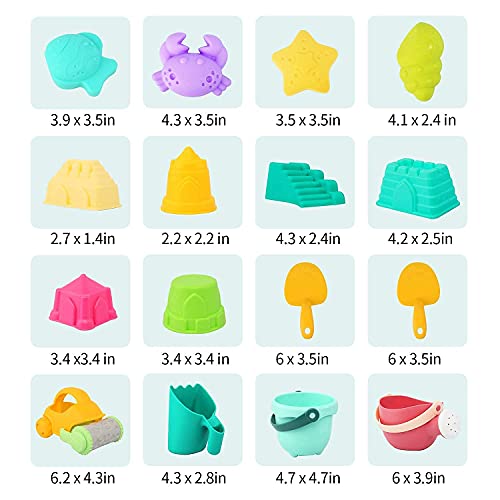 LUVIN Beach Sand Toys Set 18Pcs Castle Mold Sand Molds for Kids Ca...