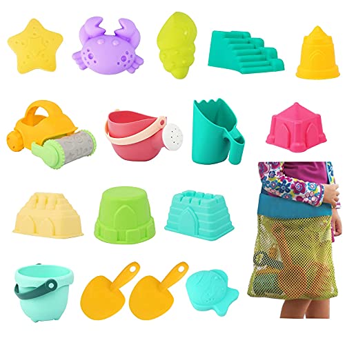 LUVIN Beach Sand Toys Set 18Pcs Castle Mold Sand Molds for Kids Ca...