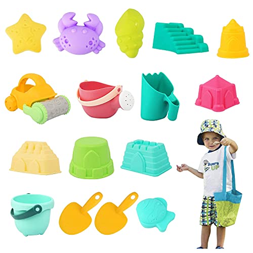 LUVIN Beach Sand Toys Set 18Pcs Castle Mold Sand Molds for Kids Ca...