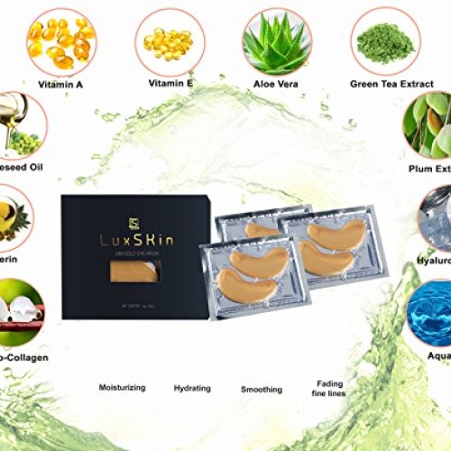 LuxSkin 24K Gold Collagen Anti-Aging Eye Mask | Lifting Effect Hya...