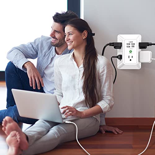USB Wall Charger，LVETEK Surge Protector 5 Outlet Extender with 4 ...