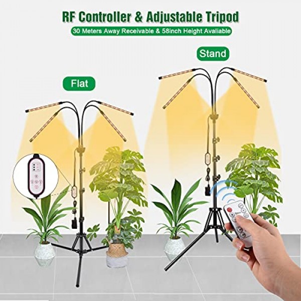 LED Grow Light for Indoor Plant Lxyoug 15W Grow Lamp,3-Head Divide Control Adju 