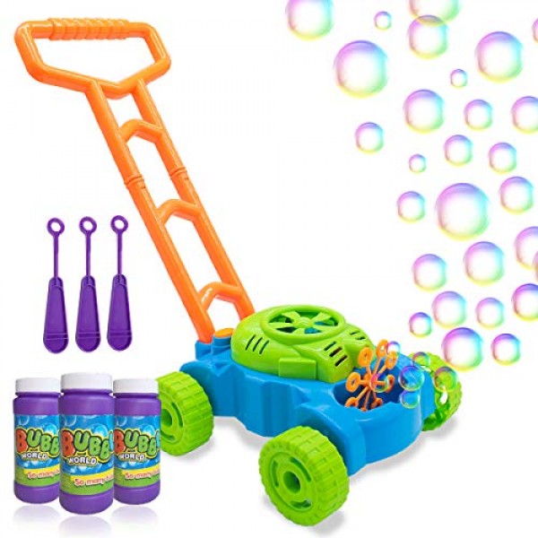 Lydaz Bubble Mower for Toddlers, Kids Bubble Blower Machine Lawn G...