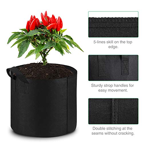 12-Pack 10 Gallon Grow Bags Heavy Duty Thickened Nonwoven Fabric P...