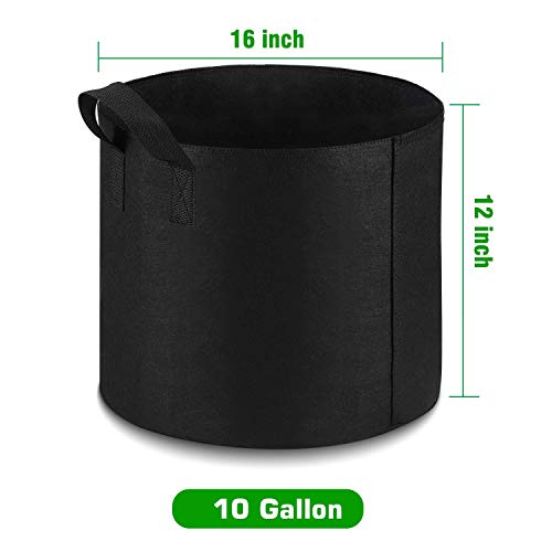 12-Pack 10 Gallon Grow Bags Heavy Duty Thickened Nonwoven Fabric P...