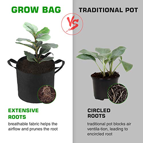 12-Pack 10 Gallon Grow Bags Heavy Duty Thickened Nonwoven Fabric P...
