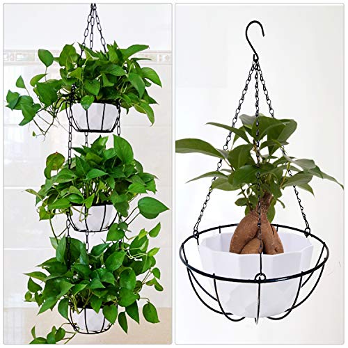 7 Inch Plant Flower Pots Indoor Plastic Planters with Drainage Hol...