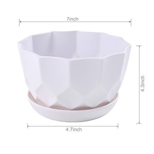 7 Inch Plant Flower Pots Indoor Plastic Planters with Drainage Hol...