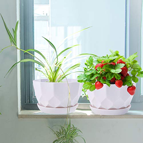 7 Inch Plant Flower Pots Indoor Plastic Planters with Drainage Hol...