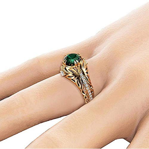 Lzz 14k Gold Jade Diamond Ring Cubic Zirconia Aura Ring Emerald Cu...