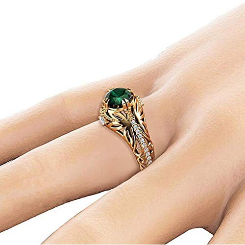 Lzz 14k Gold Jade Diamond Ring Cubic Zirconia Aura Ring Emerald Cu...