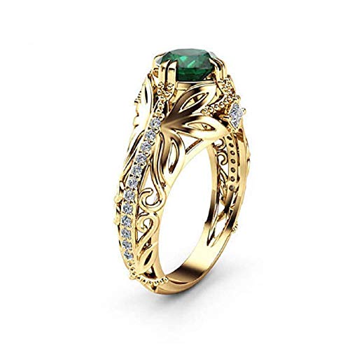 Lzz 14k Gold Jade Diamond Ring Cubic Zirconia Aura Ring Emerald Cu...