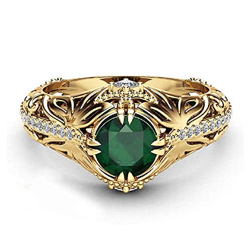 Lzz 14k Gold Jade Diamond Ring Cubic Zirconia Aura Ring Emerald Cu...