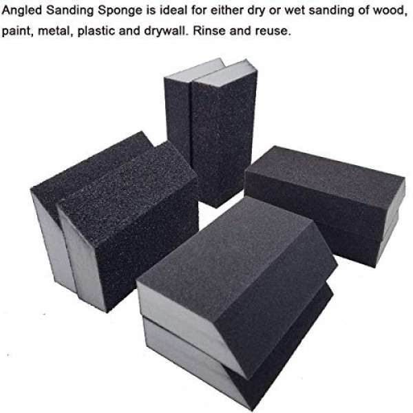 M-jump 8 Pack Single Sanding Sponge, Coarse/Medium 4 Different Spe...