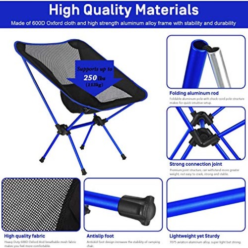 MH Zone Camping Chair Backpacking Chair Portable Compact Ultraligh...