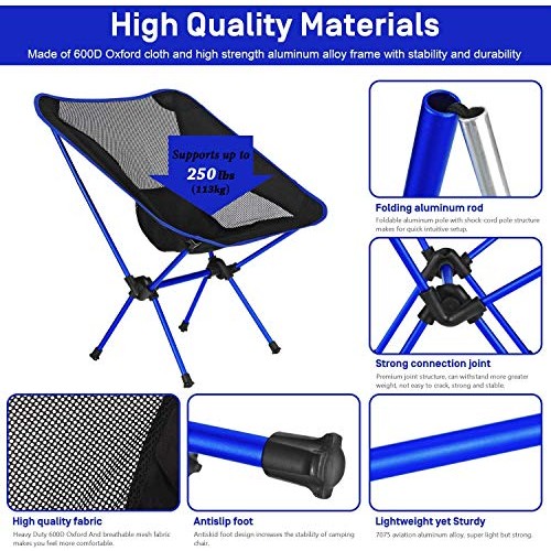 MH Zone Camping Chair Backpacking Chair Portable Compact Ultraligh...