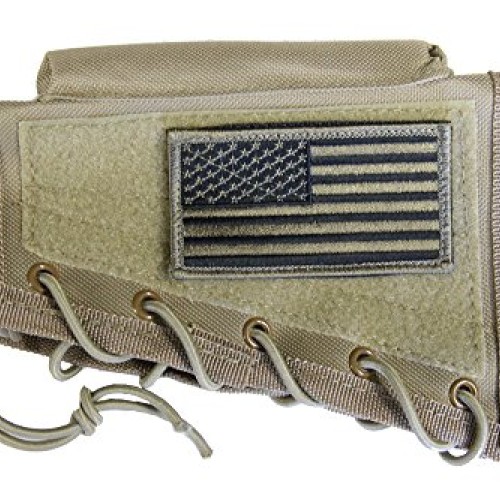 M1SURPLUS Tan Cheek Rest + USA Patriot Flag Morale Patch Fits Remi...