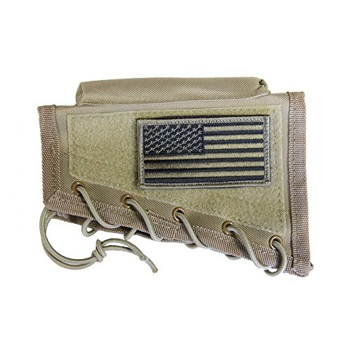 M1SURPLUS Tan Cheek Rest + USA Patriot Flag Morale Patch Fits Remi...
