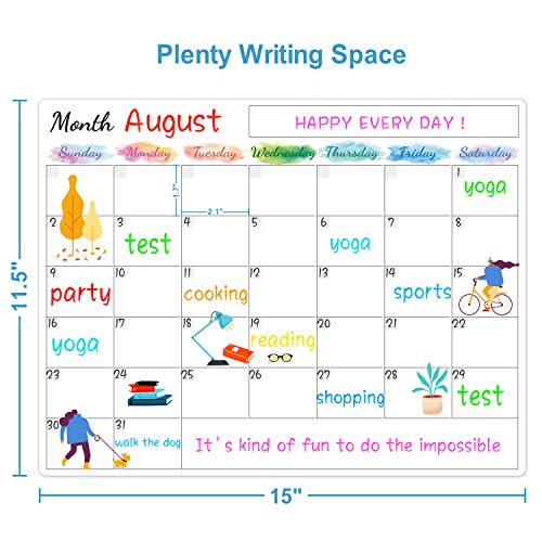Dry Erase Fridge Magnetic Calendar - White Board Magnetic Calendar...
