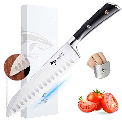 Santoku Knife Professional - MAD SHARK Chefs Knife 8 Inch Japanese...