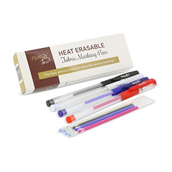 Madam Sew Heat Erasable Fabric Marking Pens with 4 Refills for Qui...