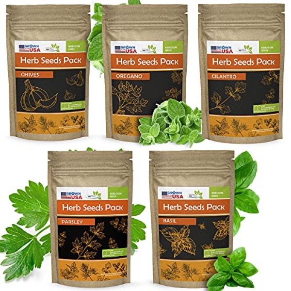Parsley, Basil, Cilantro, Oregano, Chives - 5 Culinary Herb Seeds ...