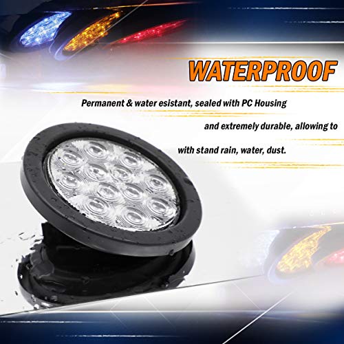 MADCATZ Pack of 4 4 Inch Clear Lens Red LED Round Clearance Stop...