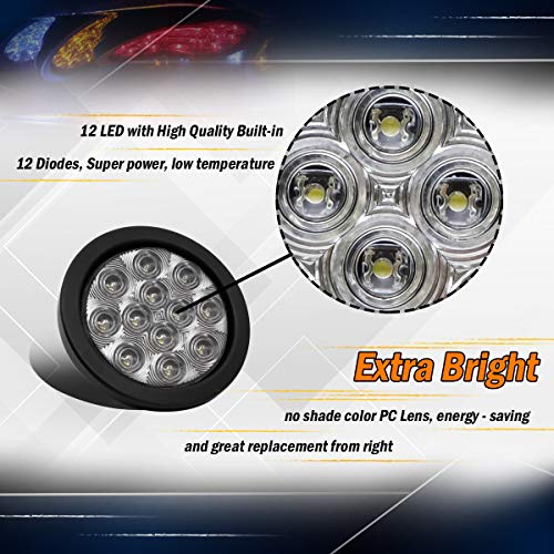 MADCATZ Pack of 4 4 Inch Clear Lens Red LED Round Clearance Stop...