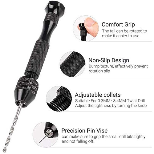 Maexus Hand Drill Bits Set, Pin Vise Woodworking Hand Mini Drill f...