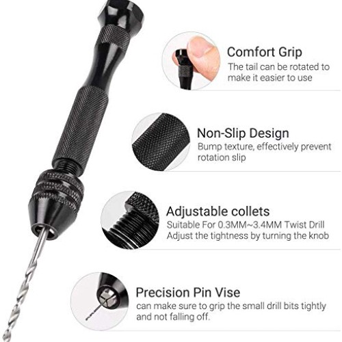 Maexus Hand Drill Bits Set, Pin Vise Woodworking Hand Mini Drill f...