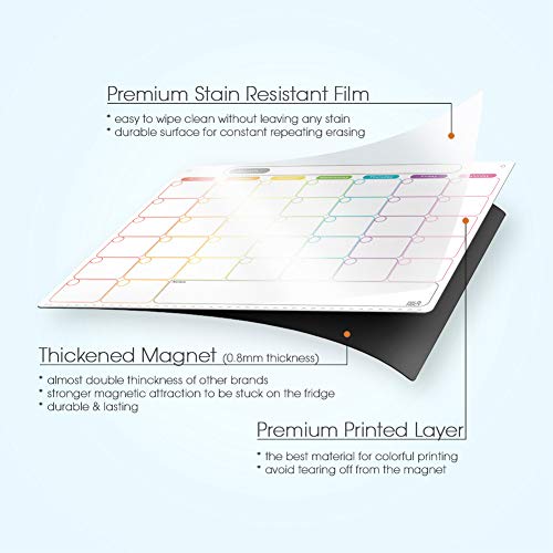 Dry Erase Calendar Kit- Magnetic Calendar for Refrigerator - Month...