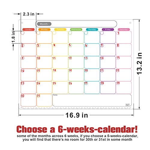 Dry Erase Calendar Kit- Magnetic Calendar for Refrigerator - Month...