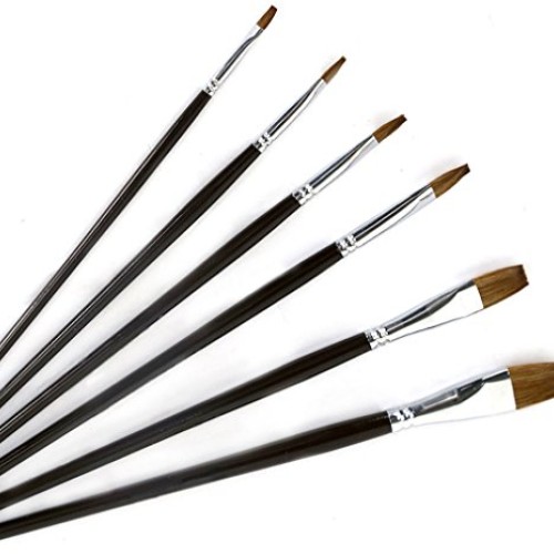 Artist Paint Brushes Red Sable Weasel Hair Long Handle, Flat Pai...