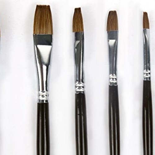 Artist Paint Brushes Red Sable Weasel Hair Long Handle, Flat Pai...