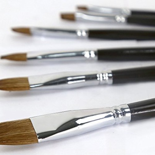 Artist Paint Brushes Red Sable Weasel Hair Long Handle, Flat Pai...