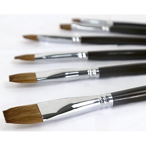 Artist Paint Brushes Red Sable Weasel Hair Long Handle, Flat Pai...