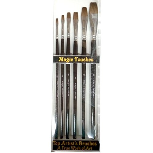 Artist Paint Brushes Red Sable Weasel Hair Long Handle, Flat Pai...