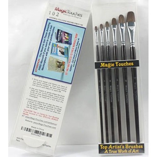 Artist Paint Brushes Red Sable Weasel Hair Long Handle, Flat Pai...