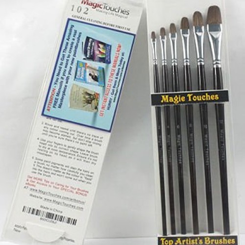 Artist Paint Brushes Red Sable Weasel Hair Long Handle, Flat Pai...