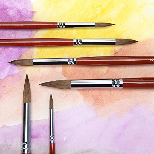 Artist Round Brushes - Red Sable Weasel Hair Long Ha...