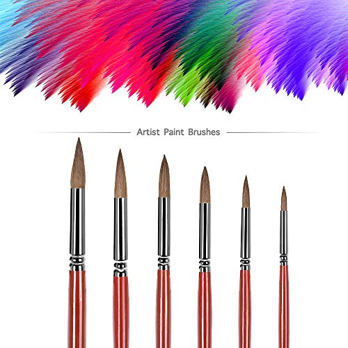 Artist Round Brushes - Red Sable Weasel Hair Long Ha...